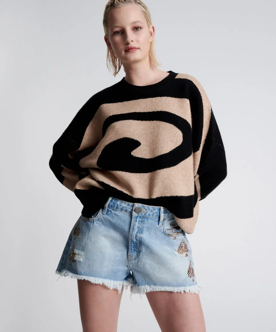 Denim Shorts|ONE TEASPOON Aced Truckers Mid Waist Relaxed Shorts