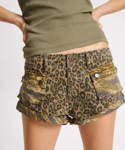 Denim Shorts|ONE TEASPOON Animal Camo Cadet Bandit Low Waist Denim Shorts