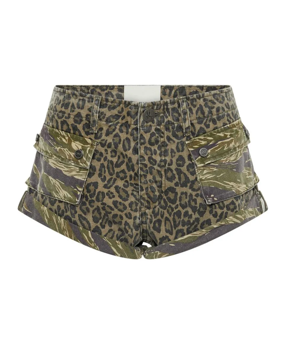 Denim Shorts|ONE TEASPOON Animal Camo Cadet Bandit Low Waist Denim Shorts