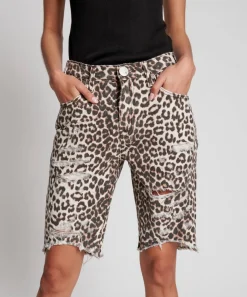 Denim Shorts|ONE TEASPOON Animal Cut Off Truckers Mid Waist Long Length Shorts