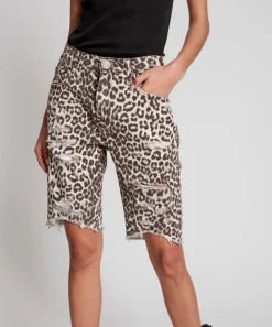 Denim Shorts|ONE TEASPOON Animal Cut Off Truckers Mid Waist Long Length Shorts
