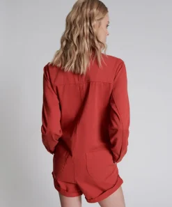 Denim Jumpsuits|ONE TEASPOON Apple Red Prophecy Jumpsuit