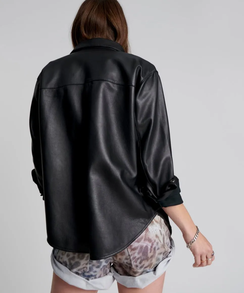 Leather Jackets|ONE TEASPOON Aria Leather Oversized Shacket