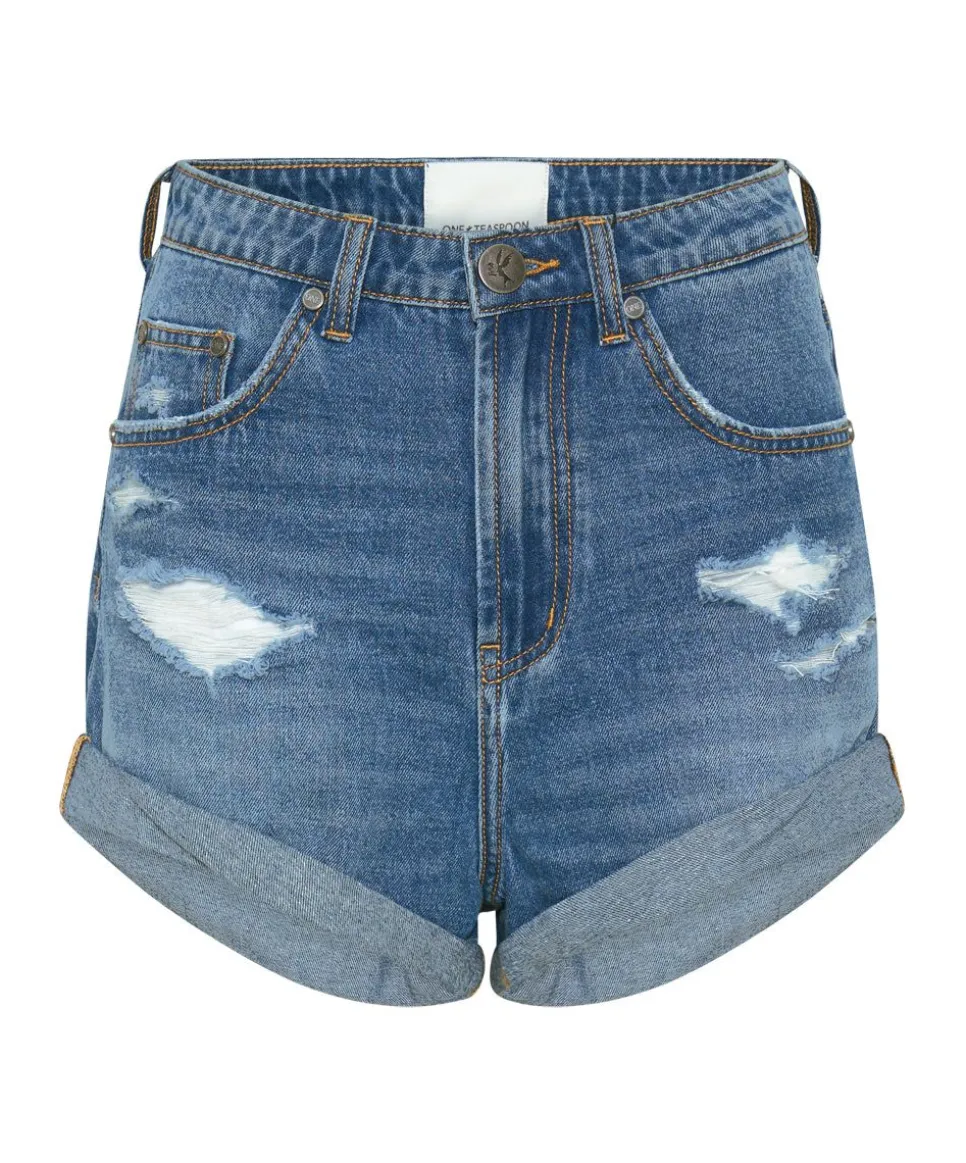 Denim Shorts|ONE TEASPOON Bay Blue Bandit High Waist Denim Shorts