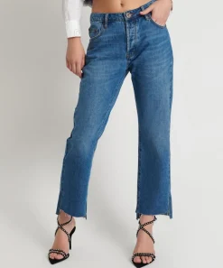 Denim Jeans|ONE TEASPOON Bay Blue Hooligans Mid Waist Relaxed Cropped Jeans