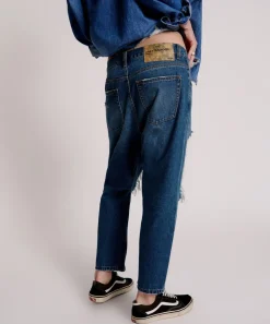 Denim Jeans|ONE TEASPOON Bay Blue Kingpins Cropped Boyfriend Jeans