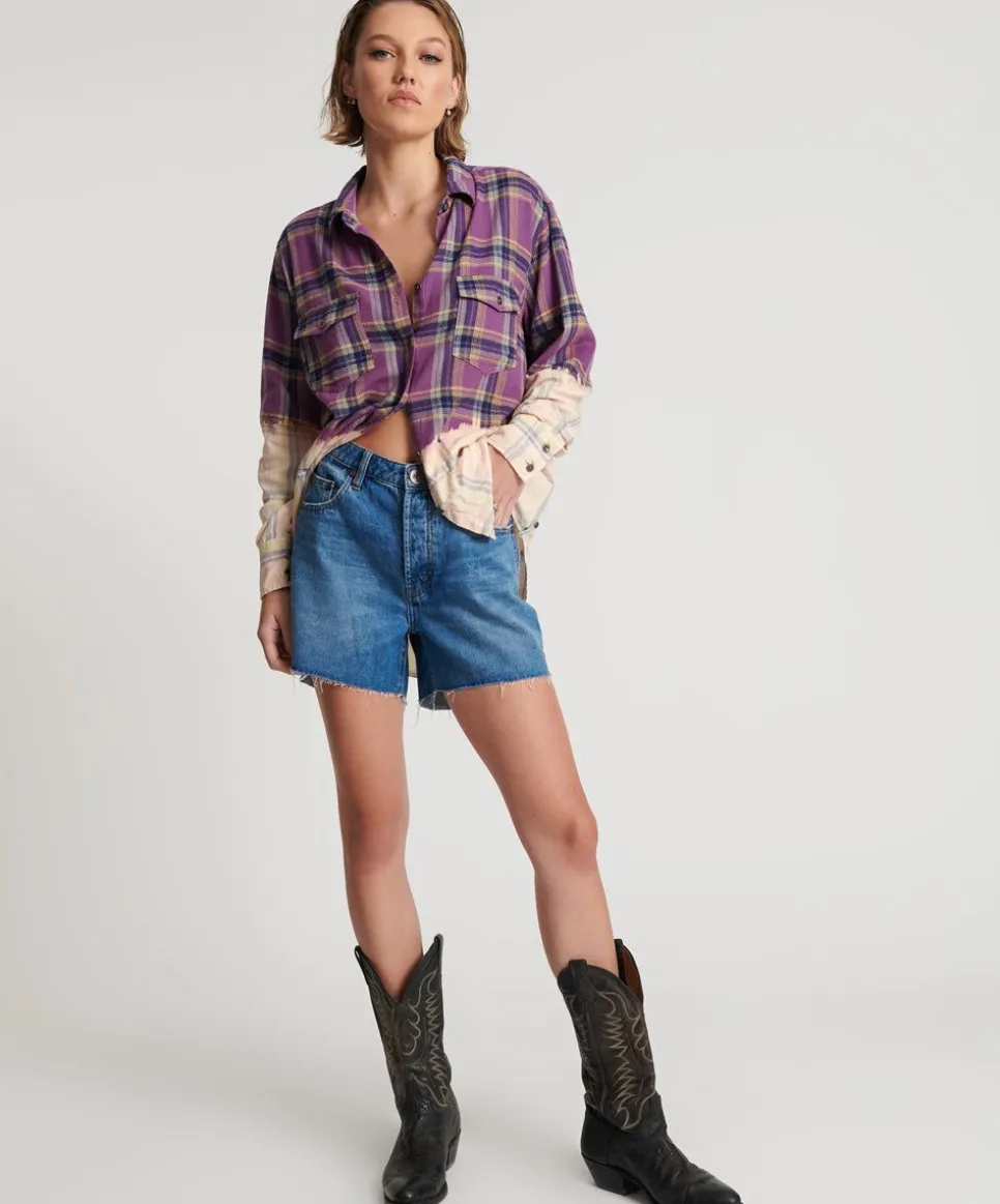 Denim Shorts|ONE TEASPOON Bay Blue Legend High Waist Mom Fit Shorts