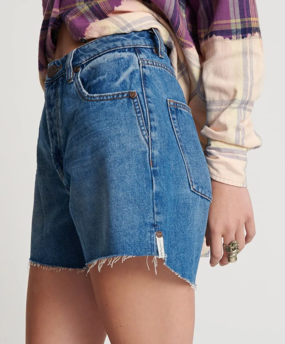 Denim Shorts|ONE TEASPOON Bay Blue Legend High Waist Mom Fit Shorts