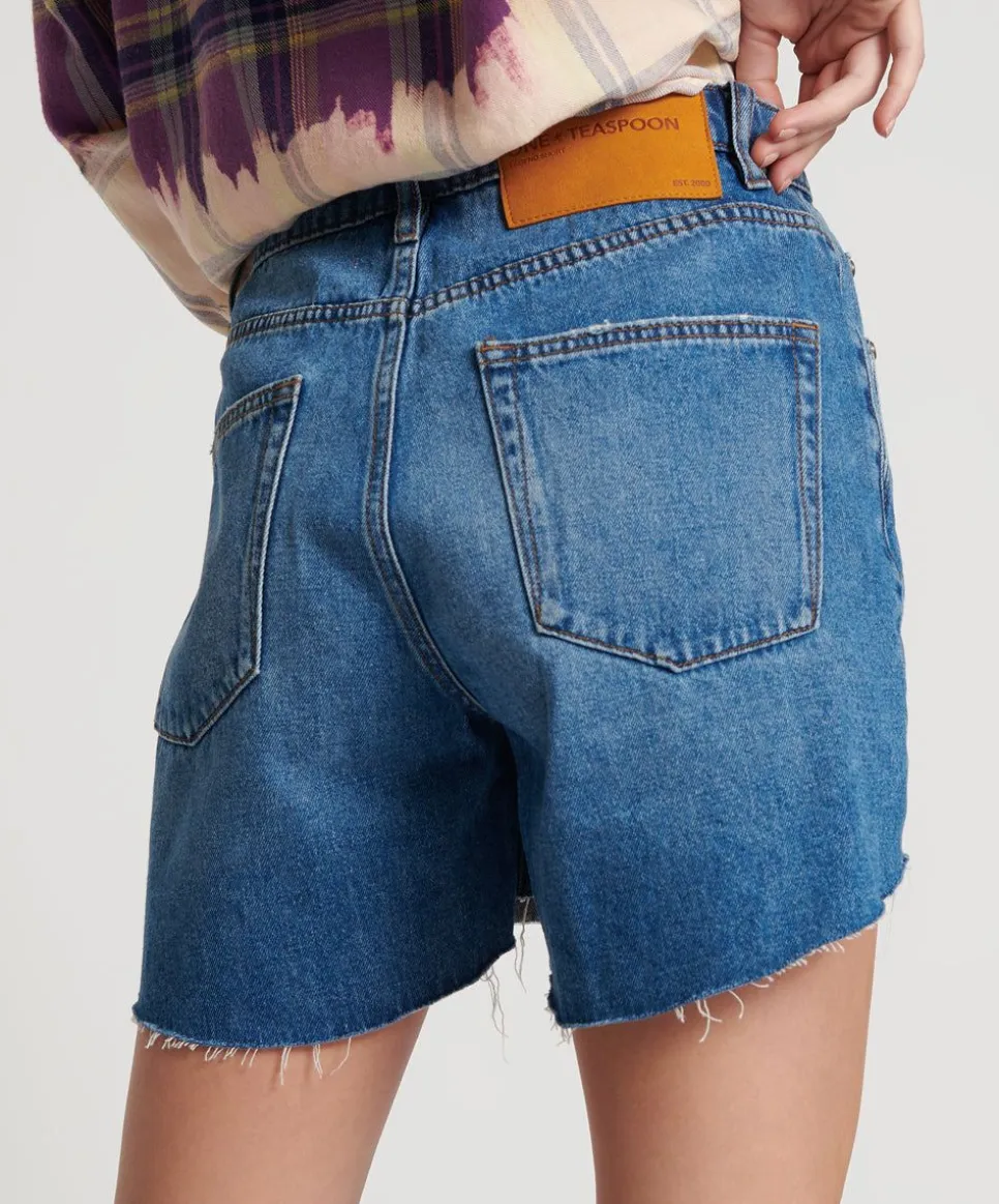 Denim Shorts|ONE TEASPOON Bay Blue Legend High Waist Mom Fit Shorts
