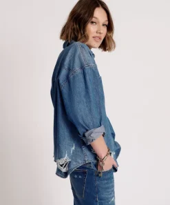 Shirts|ONE TEASPOON Bay Blue Oversized Revolver Shirt