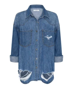 Shirts|ONE TEASPOON Bay Blue Oversized Revolver Shirt