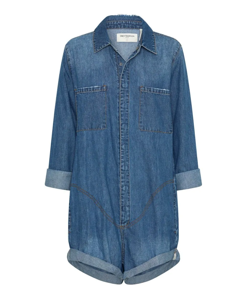 Denim Jumpsuits|ONE TEASPOON Bay Blue Prophecy Jumpsuit