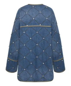 Jackets|ONE TEASPOON Bay Blue Quilted Crystal Studded Jacket