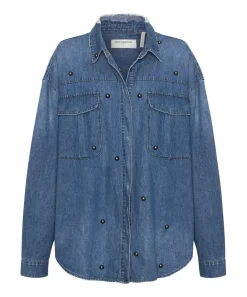 Shirts|ONE TEASPOON Bay Blue Studded Curtis Denim Shirt