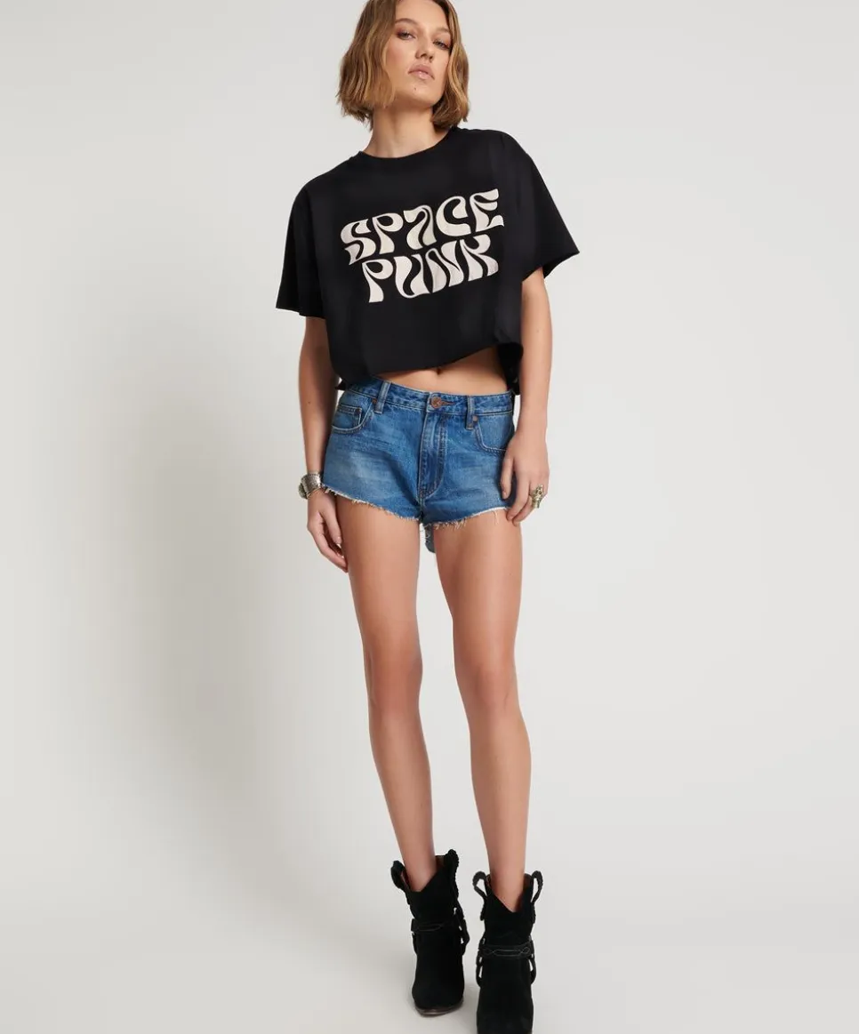 Denim Shorts|ONE TEASPOON Bay Blue The One Fitted Cheeky Denim Shorts