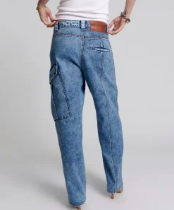 Denim Jeans|ONE TEASPOON Berlin Blue New Fiction Wide Leg Cargo Jeans