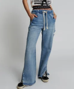 Denim Jeans|ONE TEASPOON Berlin Blue Roadhouse Wide Leg Drawstring Jeans