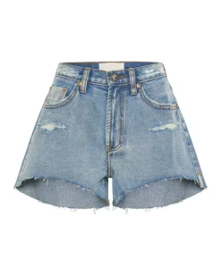 Denim Shorts|ONE TEASPOON Berlin Blue Truckers Mid Waist Relaxed Shorts