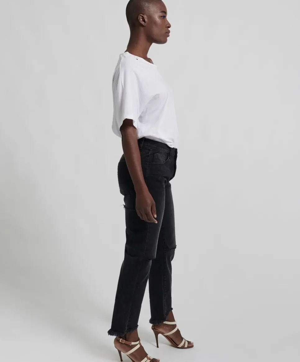 Denim Jeans|ONE TEASPOON Black Anchor Truckers Mid Rise Straight Leg Jeans