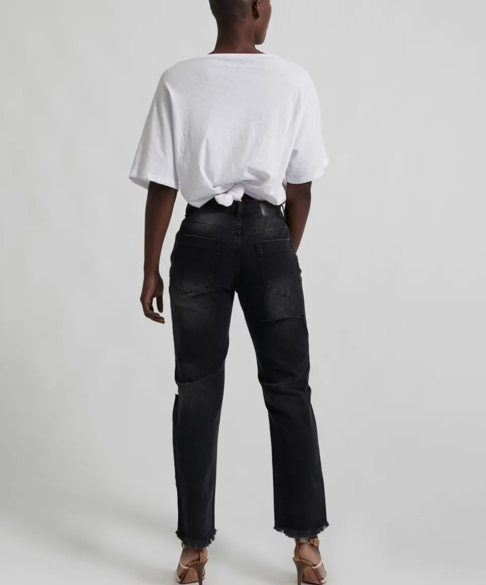 Denim Jeans|ONE TEASPOON Black Anchor Truckers Mid Rise Straight Leg Jeans