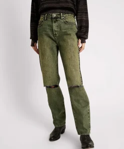 Denim Jeans|ONE TEASPOON Black Khaki Awesome Baggies High Waist Straight Leg Jeans