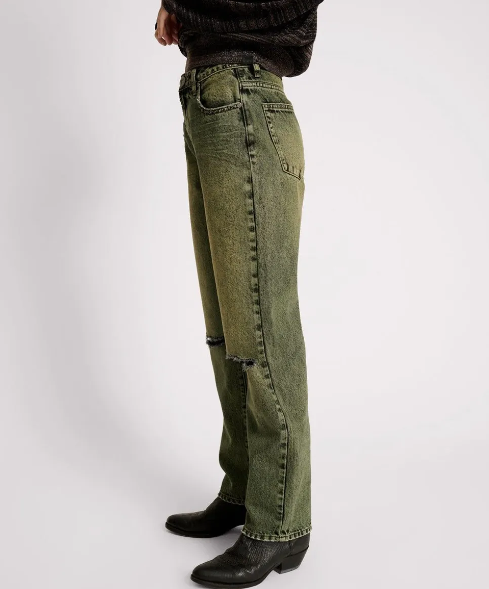 Denim Jeans|ONE TEASPOON Black Khaki Awesome Baggies High Waist Straight Leg Jeans