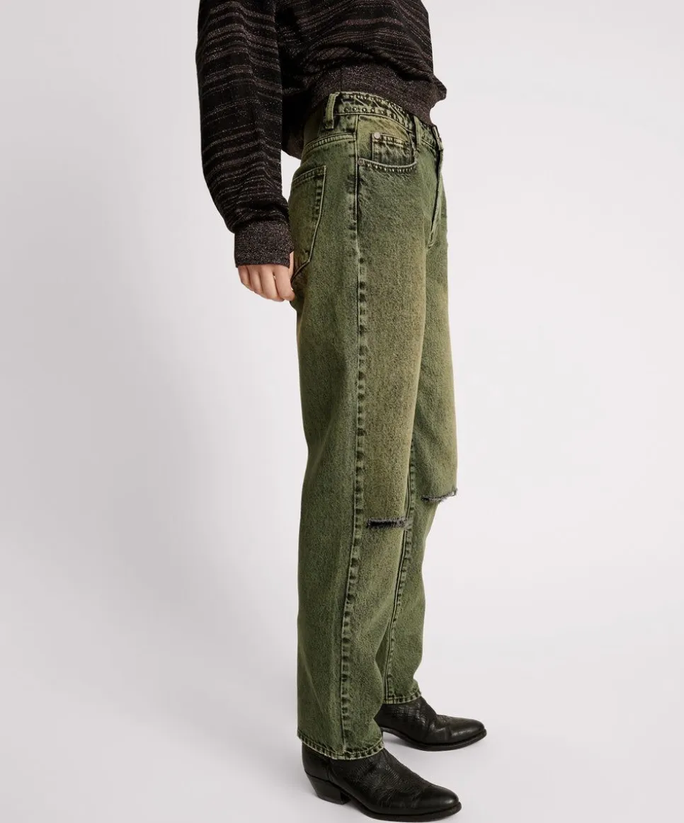 Denim Jeans|ONE TEASPOON Black Khaki Awesome Baggies High Waist Straight Leg Jeans