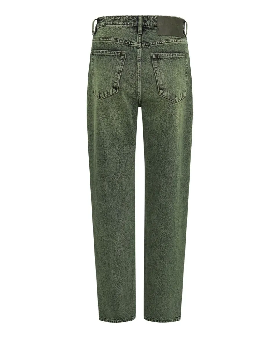 Denim Jeans|ONE TEASPOON Black Khaki Awesome Baggies High Waist Straight Leg Jeans