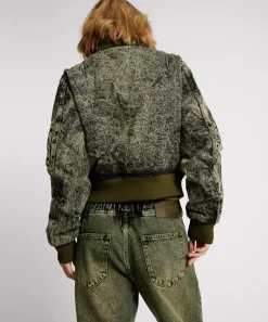 Jackets|ONE TEASPOON Black Khaki Denim Bomber Jacket