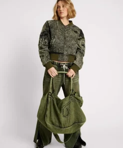 Accessories|ONE TEASPOON Black Khaki Denim Overnighter Bag