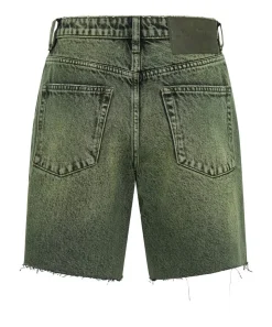 Denim Shorts|ONE TEASPOON Black Khaki Jackson Mid Waist Wide Leg Shorts