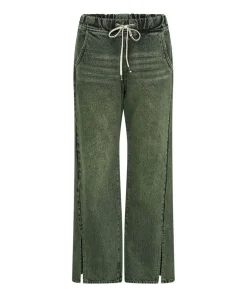 Denim Jeans|ONE TEASPOON Black Khaki Roadhouse Wide Leg Drawstring Jeans