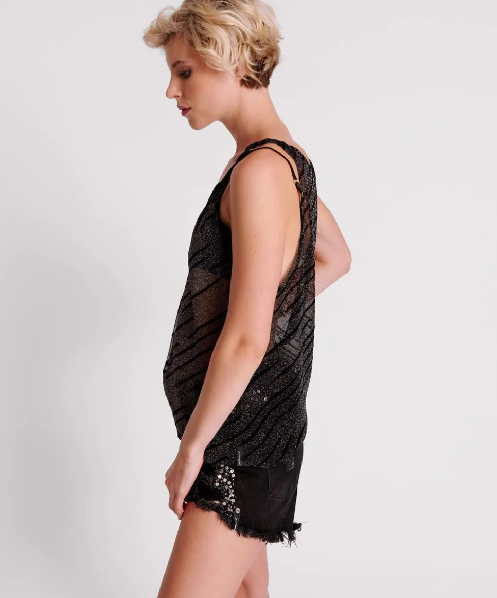 Tops|ONE TEASPOON Black Mesh Studio Twisted Tank