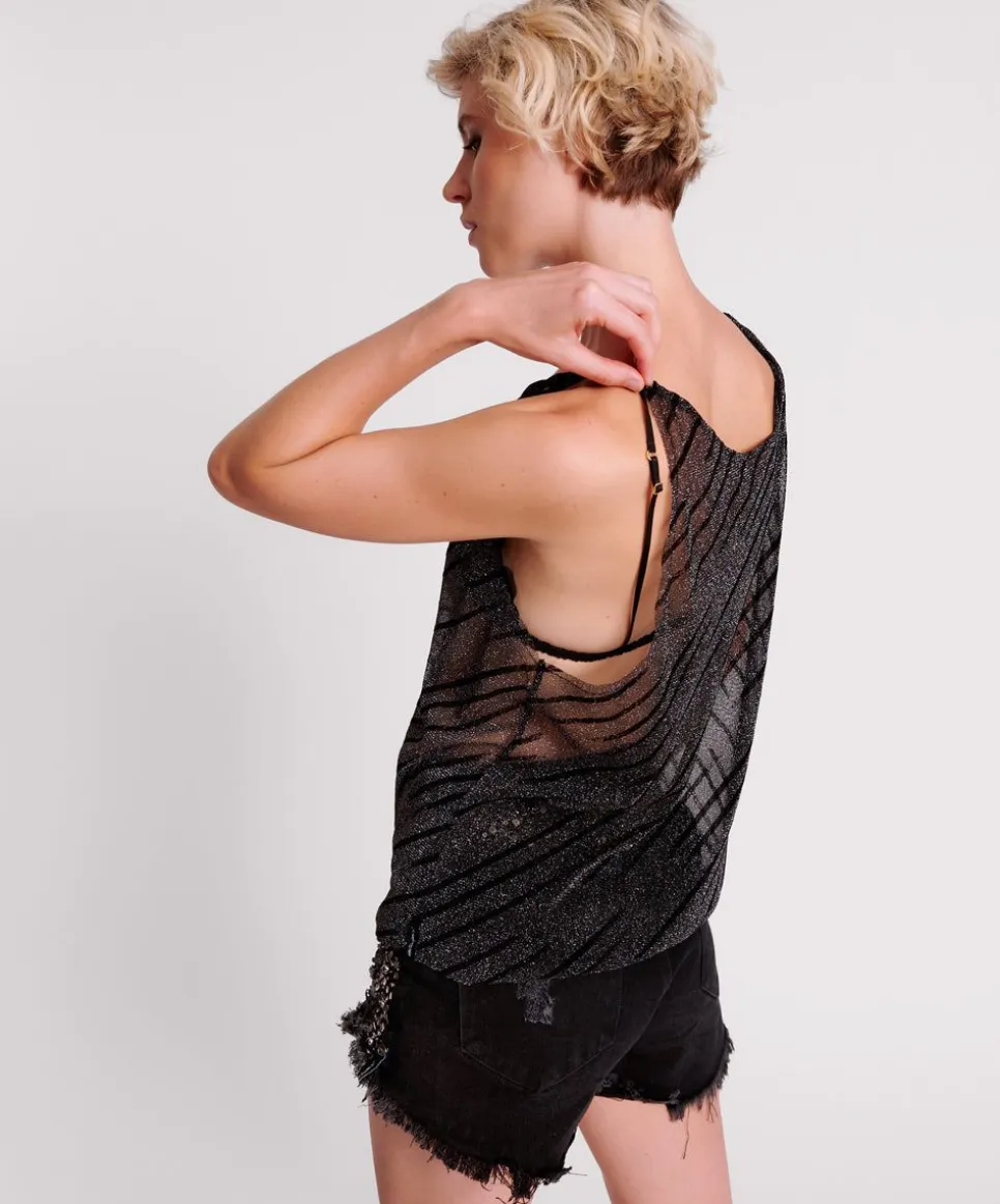 Tops|ONE TEASPOON Black Mesh Studio Twisted Tank