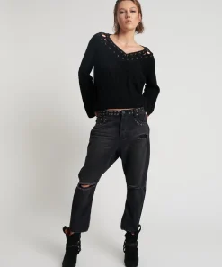 Denim Jeans|ONE TEASPOON Black Oak Kingpins Cropped Boyfriend Jeans