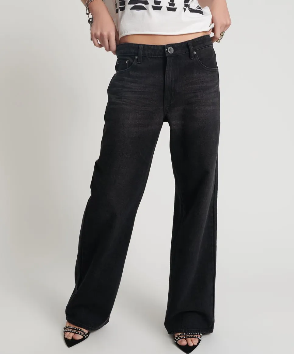 Denim Jeans|ONE TEASPOON Black Oak Low Riders Low Waist Wide Leg Jeans