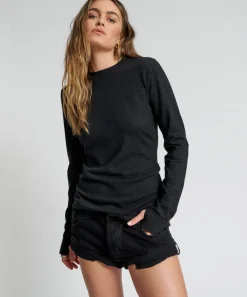 Knitwear|ONE TEASPOON Black Peep Hole Long Sleeve Knit Top