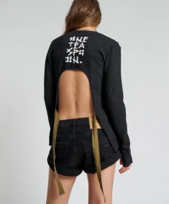 Knitwear|ONE TEASPOON Black Peep Hole Long Sleeve Knit Top