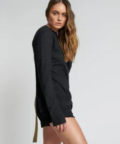 Knitwear|ONE TEASPOON Black Peep Hole Long Sleeve Knit Top