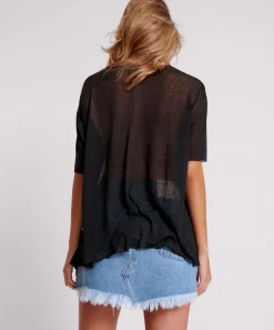 Tops|ONE TEASPOON Black Split Seam Tee