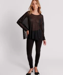 Tops|ONE TEASPOON Black Split Side Long Sleeve Tee