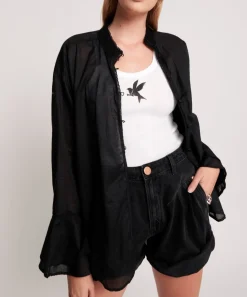 Shirts|ONE TEASPOON Black Voile Fantasie Shirt