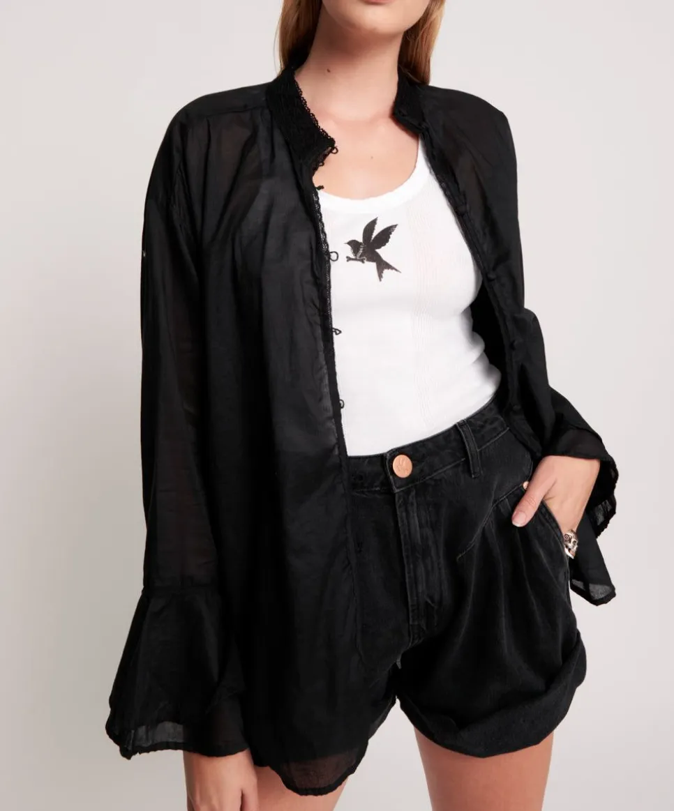 Shirts|ONE TEASPOON Black Voile Fantasie Shirt