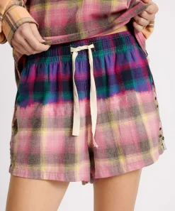 Bottoms|ONE TEASPOON Bleached Flannel Studded Boxer Shorts