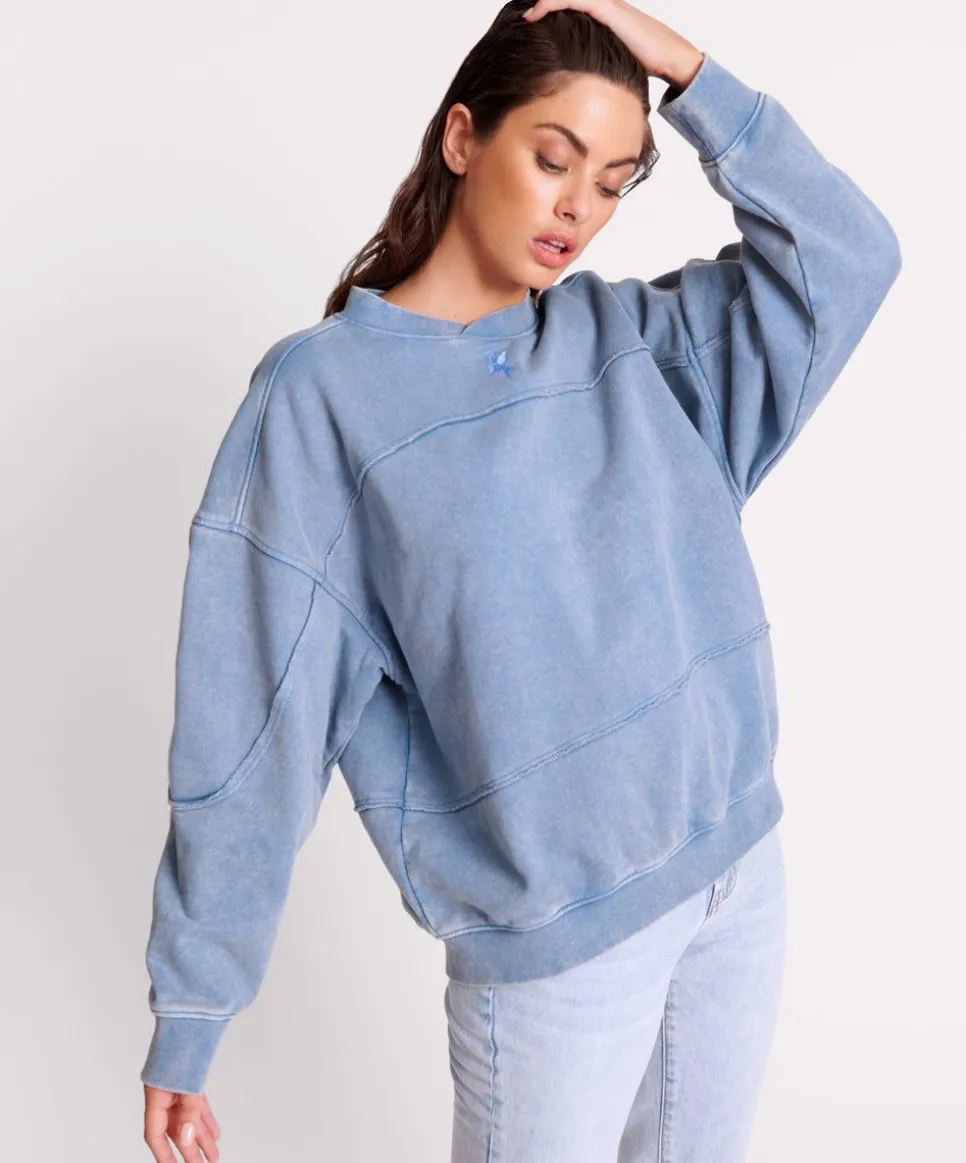 Hoodies And Sweats|ONE TEASPOON Blue Acid Retro Crew Sweater