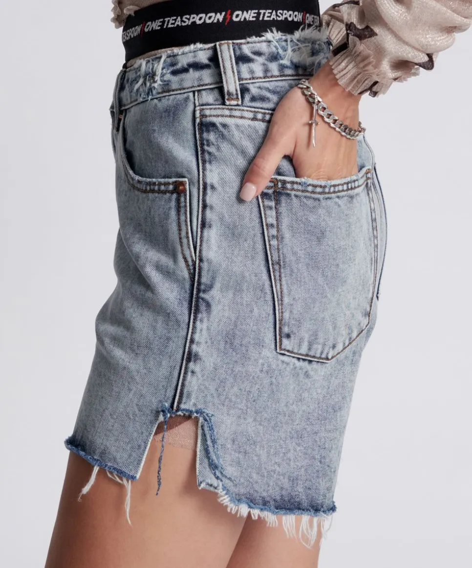 Denim Shorts|ONE TEASPOON Blue Blossom Legend High Waist Mom Shorts