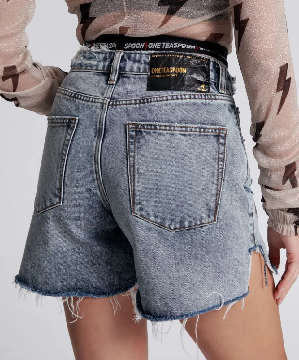 Denim Shorts|ONE TEASPOON Blue Blossom Legend High Waist Mom Shorts
