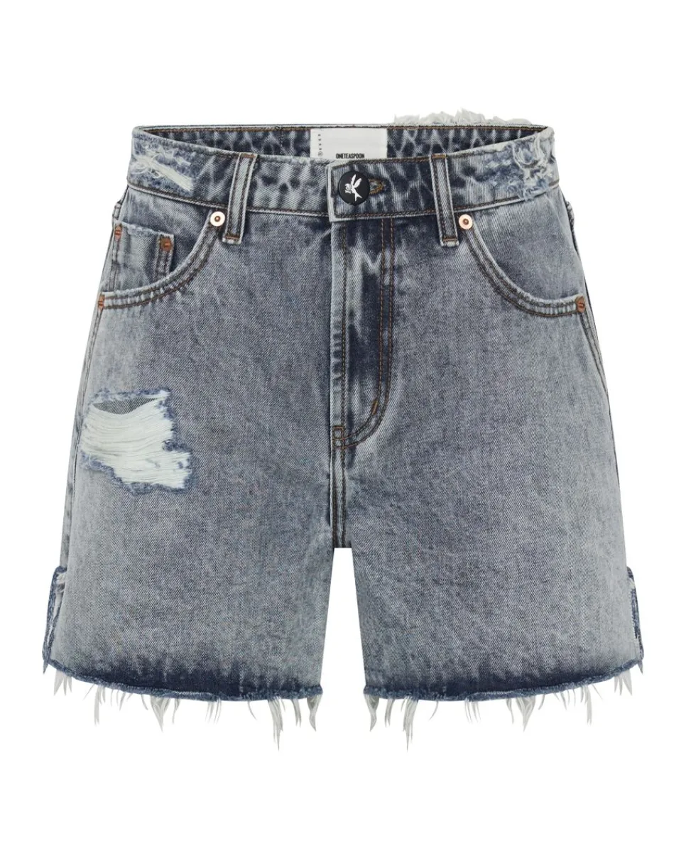 Denim Shorts|ONE TEASPOON Blue Blossom Legend High Waist Mom Shorts