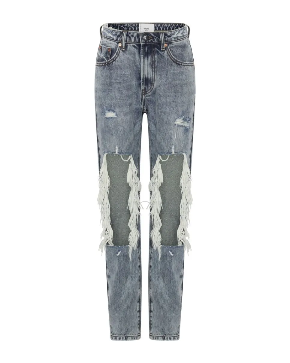 Denim Jeans|ONE TEASPOON Blue Blossom Super Messed Up High Waist Awesome Baggies Jeans