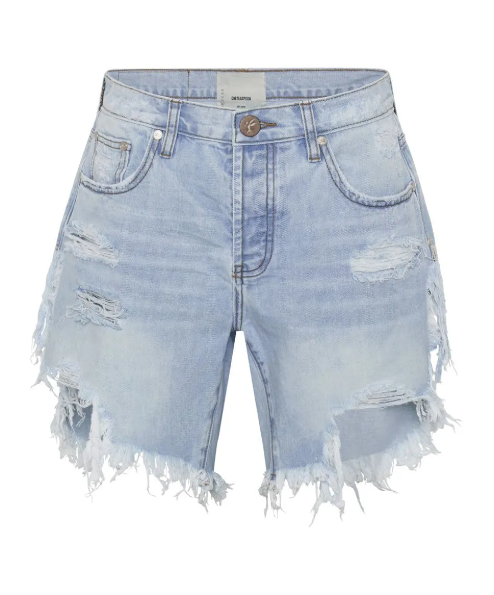 Denim Shorts|ONE TEASPOON Blue Latte Frankies Long Length Denim Shorts